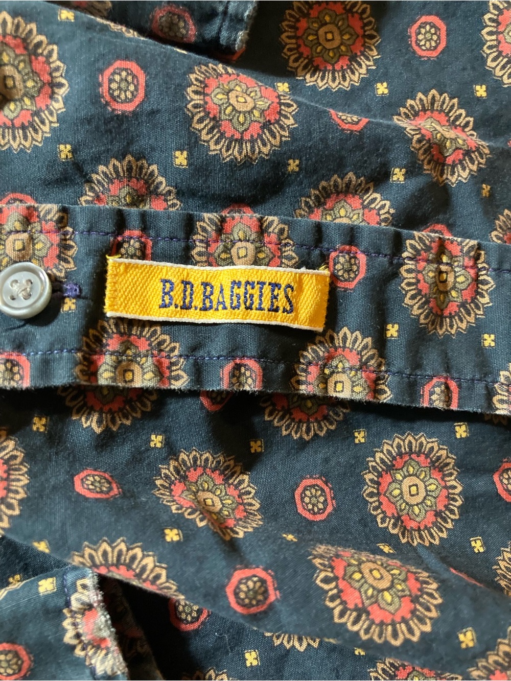 B. D. Baggies Navy and Rust Medallion Print Button-Down Shirt - Picture 4 of 5